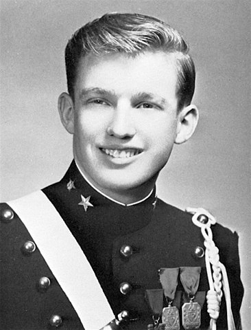 Senior Yearbook photo of Trump in 1964. Wearing the uniform of his boarding school, the New York Military Academy